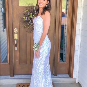 Elegant White Sequin Gown